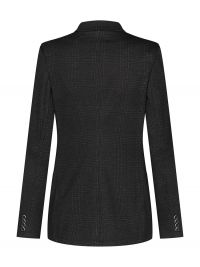 Damen Langblazer Glencheck Dunkelgrau mit Spitzfacon-Revers und aufgesetzten Taschen